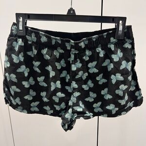 PINK Victoria's Secret Black Shorts with Green Floral Pattern